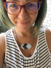 Load image into Gallery viewer, Necklace (Faux Leather) - Shimmery Checkerbox