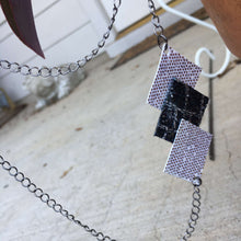 Load image into Gallery viewer, Necklace (Faux Leather) - Shimmery Checkerbox