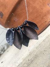 Load image into Gallery viewer, Necklace (Leather) - Black Textured Petals