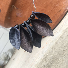 Load image into Gallery viewer, Necklace (Leather) - Black Textured Petals