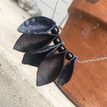 Load image into Gallery viewer, Necklace (Leather) - Black Textured Petals