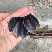 Load image into Gallery viewer, Necklace (Leather) - Black Textured Petals