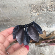 Load image into Gallery viewer, Necklace (Leather) - Black Textured Petals