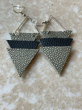 Load image into Gallery viewer, Upcycled Leather Earrings - Triangle Stacks