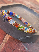 Load image into Gallery viewer, Beaded Stretch Bracelet - Square Floral Glass