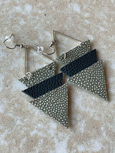 Load image into Gallery viewer, Upcycled Leather Earrings - Triangle Stacks