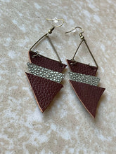 Load image into Gallery viewer, Upcycled Leather Earrings - Triangle Stacks