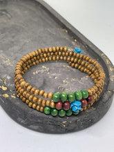 Load image into Gallery viewer, Memory Wire Beaded Bracelet - Blue Rose