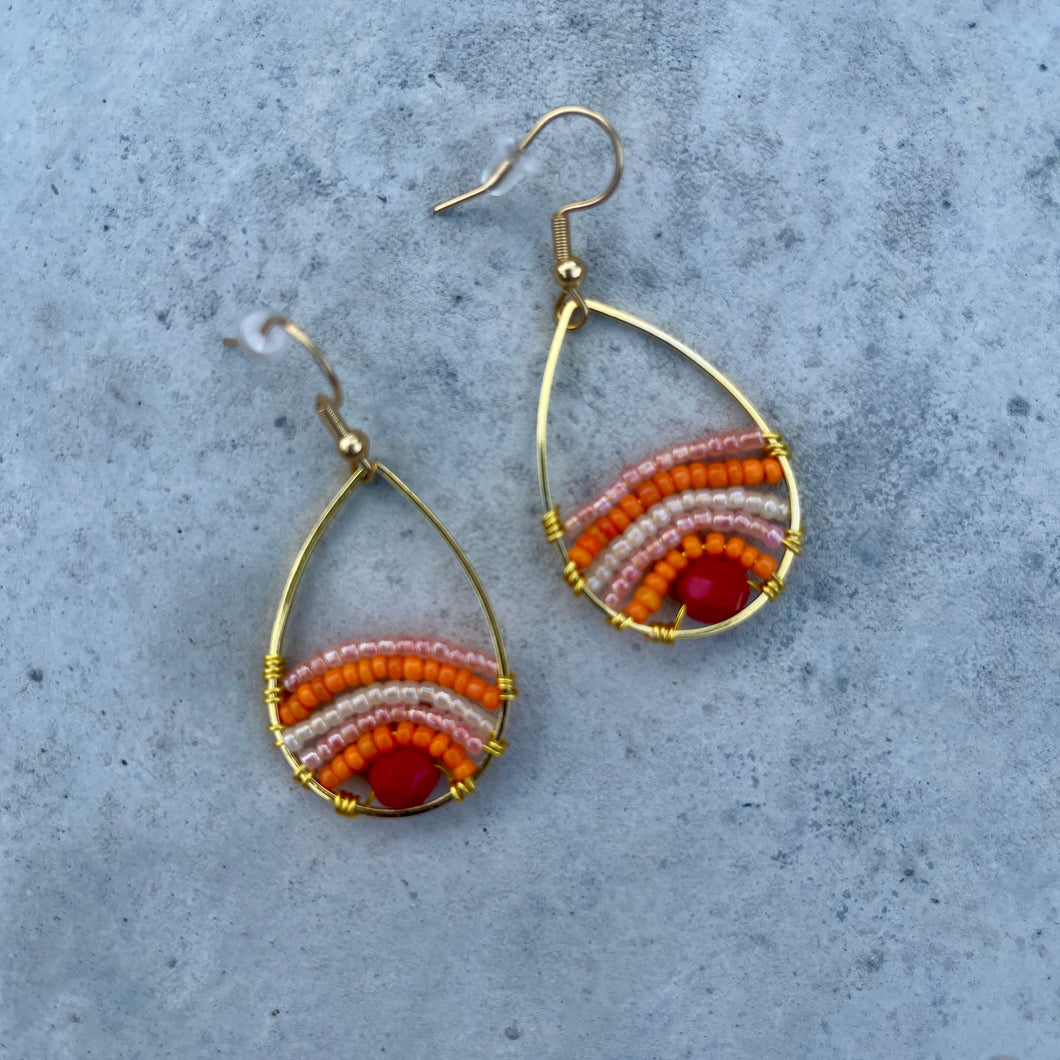Beaded Wire Wrapped Earrings - Sunrisen