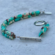 Load image into Gallery viewer, Affirmation Bracelip - Double Stranded Peace in Jasper
