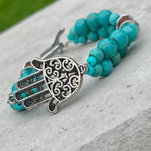 Load image into Gallery viewer, Wire Beaded Bracelet - Turquoise Two Strand
