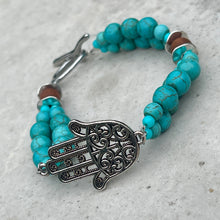 Load image into Gallery viewer, Wire Beaded Bracelet - Turquoise Two Strand
