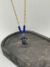 Load image into Gallery viewer, Necklace (Beaded) - The Eye (Blue/Gold)
