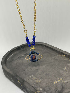 Necklace (Beaded) - The Eye (Blue/Gold)