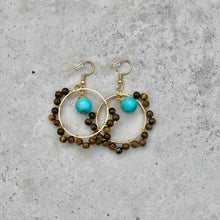 Load image into Gallery viewer, Beaded Wire Wrapped Earrings - Sand and Sky
