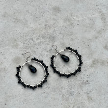 Load image into Gallery viewer, Beaded Wire Wrapped Earrings - Black Vintage
