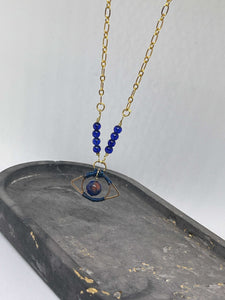 Necklace (Beaded) - The Eye (Blue/Gold)