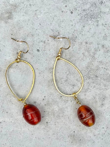 Beaded Earrings - Orange drop