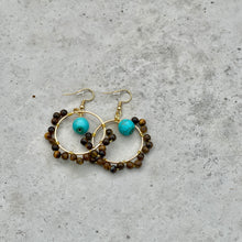 Load image into Gallery viewer, Beaded Wire Wrapped Earrings - Sand and Sky
