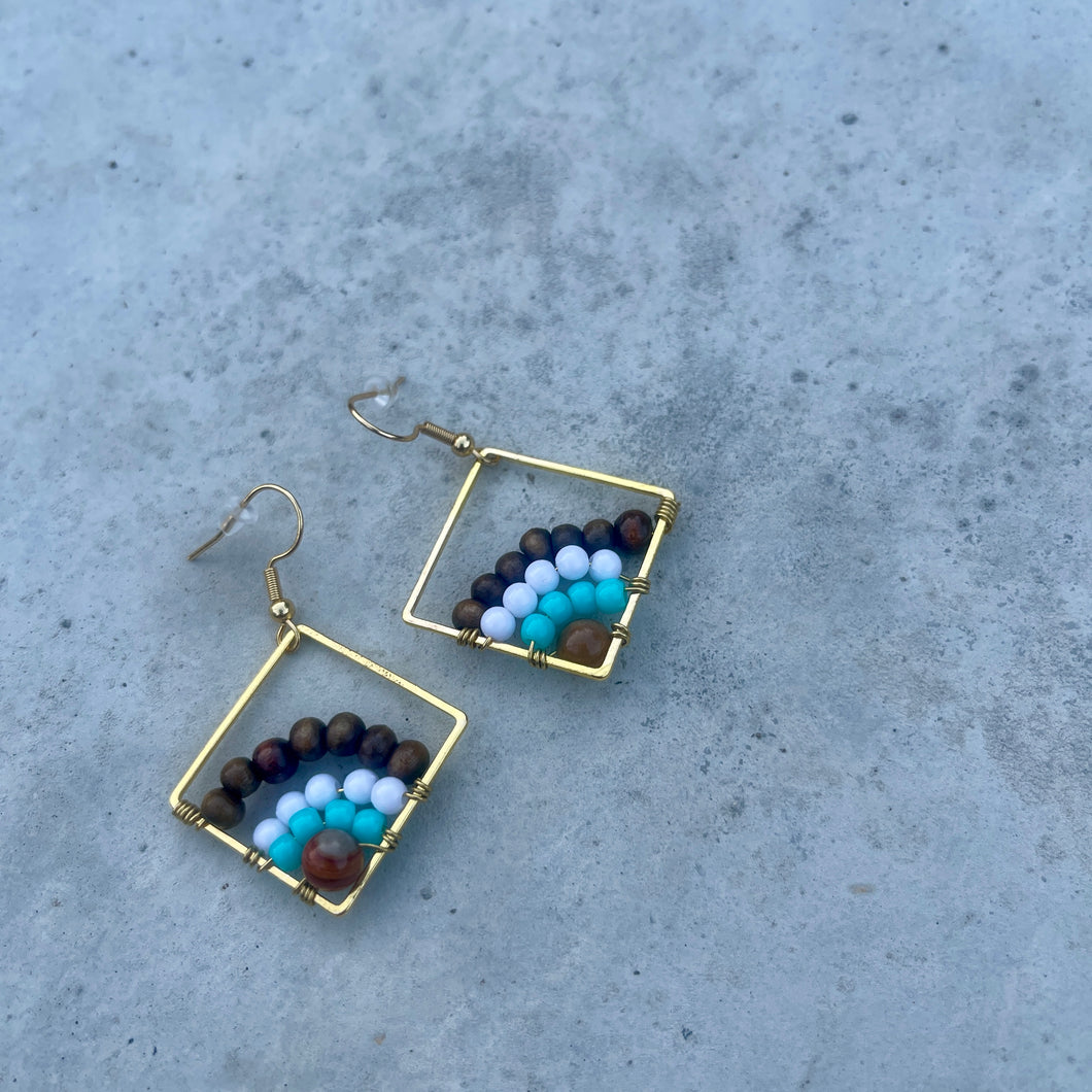 Beaded Wire Wrapped Earrings - Bridges