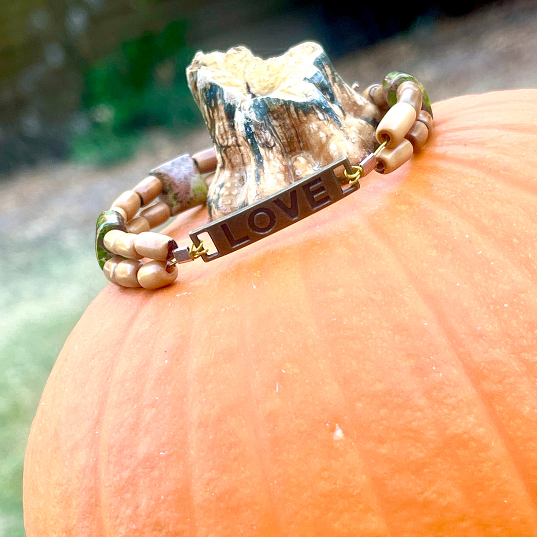 Affirmation Bracelip - Double Stranded Love in Wood