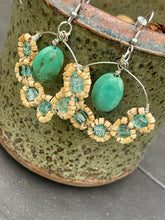 Load image into Gallery viewer, Wire Wrapped Earrings - Tan and Turquoise
