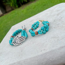 Load image into Gallery viewer, Wire Beaded Bracelet - Turquoise Two Strand
