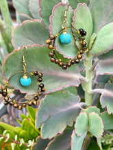 Load image into Gallery viewer, Beaded Wire Wrapped Earrings - Sand and Sky
