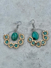 Load image into Gallery viewer, Wire Wrapped Earrings - Tan and Turquoise
