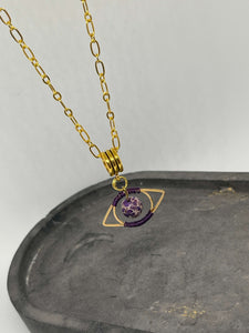 Necklace (Beaded) - The Eye (Purple/Gold)