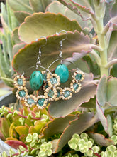 Load image into Gallery viewer, Wire Wrapped Earrings - Tan and Turquoise
