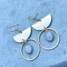 Load image into Gallery viewer, Beaded Earrings - Moonstone Geo Drops
