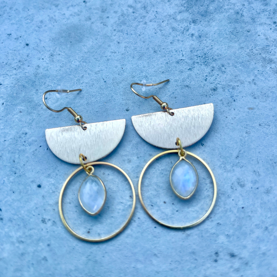 Beaded Earrings - Moonstone Geo Drops