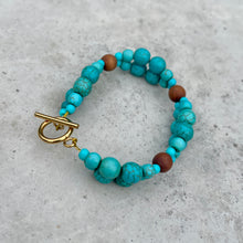 Load image into Gallery viewer, Wire Beaded Bracelet - Turquoise Two Strand
