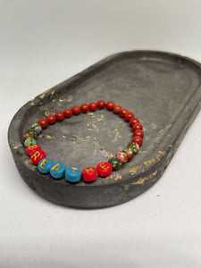 Affirmation Bracelip - Breathe (Rainbow Imperial Jasper)