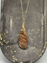 Load image into Gallery viewer, Necklace (Beaded) - Leopard Jasper Teardrops
