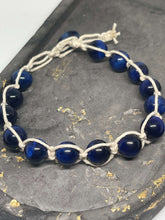 Load image into Gallery viewer, Knotted Bracelip - Blue &amp; Cream
