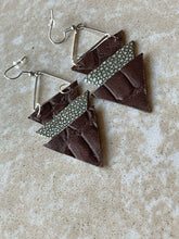 Load image into Gallery viewer, Upcycled Leather Earrings - Triangle Stacks
