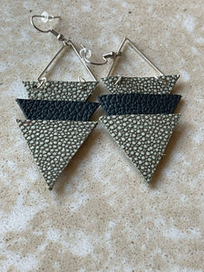 Upcycled Leather Earrings - Triangle Stacks