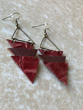 Load image into Gallery viewer, Upcycled Leather Earrings - Triangle Stacks
