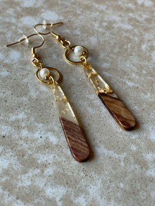 Beaded Wood and Resin Earrings - Wood and…