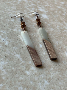 Beaded Wood and Resin Earrings - Wood and…