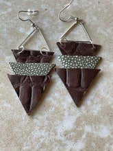 Load image into Gallery viewer, Upcycled Leather Earrings - Triangle Stacks
