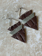 Load image into Gallery viewer, Upcycled Leather Earrings - Triangle Stacks
