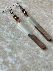 Beaded Wood and Resin Earrings - Wood and…