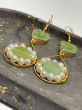 Load image into Gallery viewer, Beaded Earrings - Pearls and Lime
