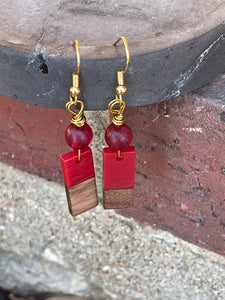 Beaded Wood and Resin Earrings - Paint the Town