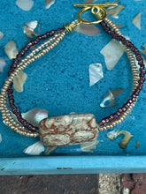 Load image into Gallery viewer, Wire Beaded Bracelet - Rhyolite Brown Focal
