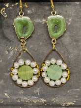 Load image into Gallery viewer, Beaded Earrings - Pearls and Lime
