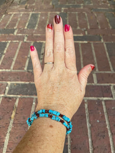 Wire Beaded Bracelet - Double Cracked Cubes